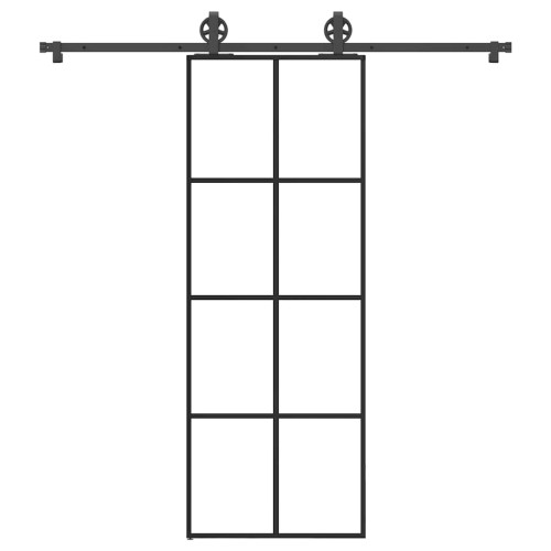 vidaXL Skjutdörr med beslagset ESG glas och aluminium 76x205 cm