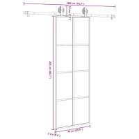 Produktbild för Skjutdörr med beslagset ESG glas och aluminium 76x205 cm