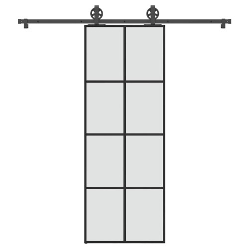 vidaXL Skjutdörr med beslagset ESG glas och aluminium 76x205 cm