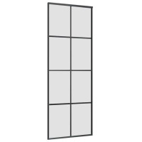 Produktbild för Skjutdörr med beslagset ESG glas och aluminium 76x205 cm