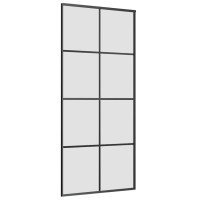 Produktbild för Skjutdörr med beslagset ESG glas och aluminium 90x205 cm