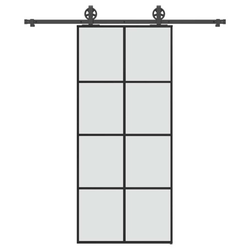 vidaXL Skjutdörr med beslagset ESG glas och aluminium 90x205 cm