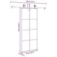 Produktbild för Skjutdörr med beslagset ESG glas och aluminium 90x205 cm