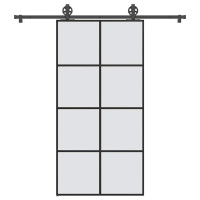 Produktbild för Skjutdörr med hårdvara 102,5x205 cm ESG-glas och aluminium