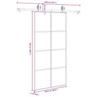 Produktbild för Skjutdörr med hårdvara 102,5x205 cm ESG-glas och aluminium