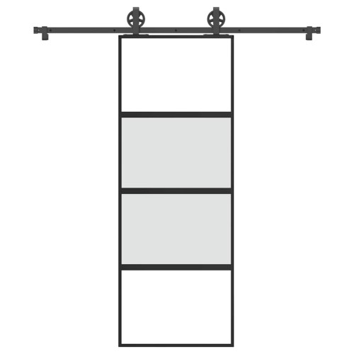 vidaXL Skjutdörr med beslagset härdat glas och aluminium 76x205 cm