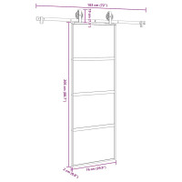 Produktbild för Skjutdörr med beslagset härdat glas och aluminium 76x205 cm