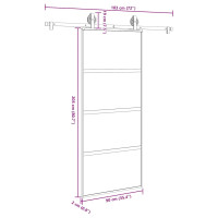 Produktbild för Skjutdörr med beslagset härdat glas och aluminium 90x205 cm