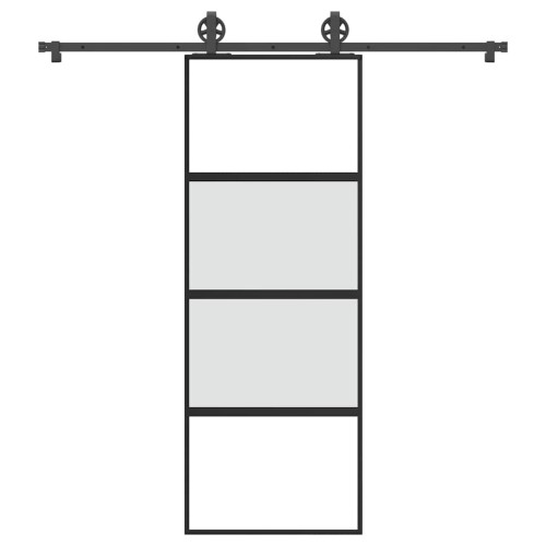 vidaXL Skjutdörr med beslagset härdat glas och aluminium 76x205 cm