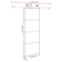 Produktbild för Skjutdörr med beslagset härdat glas och aluminium 76x205 cm