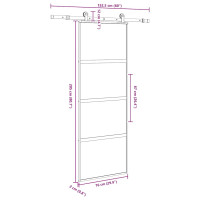 Produktbild för Skjutdörr med beslagset härdat glas och aluminium 76x205 cm