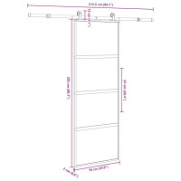 Produktbild för Skjutdörr med beslagset härdat glas och aluminium 76x205 cm