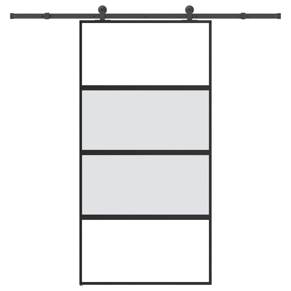 Produktbild för Skjutdörr med hårdvara 102,5x205 cm härdat glas och aluminium