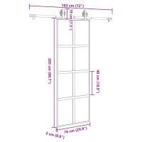 Produktbild för Skjutdörr med beslagset härdat glas och aluminium 76x205 cm