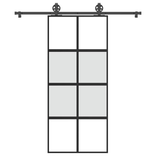 vidaXL Skjutdörr med beslagset härdat glas och aluminium 90x205 cm