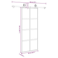 Produktbild för Skjutdörr med beslagset härdat glas och aluminium 90x205 cm