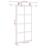 Produktbild för Skjutdörr med hårdvara 102,5x205 cm härdat glas och aluminium