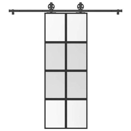 vidaXL Skjutdörr med beslagset härdat glas och aluminium 76x205 cm