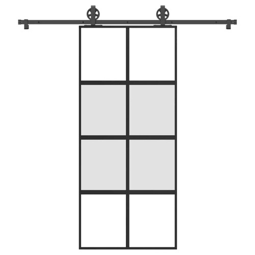 vidaXL Skjutdörr med beslagset härdat glas och aluminium 90x205 cm