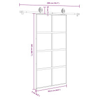 Produktbild för Skjutdörr med hårdvara 102,5x205 cm härdat glas och aluminium