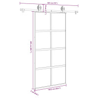 Produktbild för Skjutdörr med hårdvara 102,5x205 cm härdat glas och aluminium