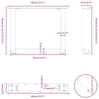 Produktbild för Soffbordsben U-formade 2 st svart 40x(30-31) cm stål