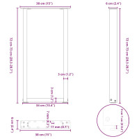 Produktbild för Soffbordsben U-formade 2 st antracit 38x(72-73) cm stål