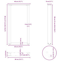 Produktbild för Soffbordsben U-formade 2 st svart 40x(90-91) cm stål