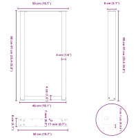 Produktbild för Soffbordsben U-formade 2 st svart 50x(90-91) cm stål