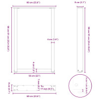 Produktbild för Soffbordsben U-formade 2 st svart 60x(90-91) cm stål