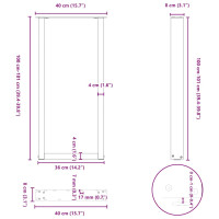 Produktbild för Soffbordsben U-formade 2 st svart 40x(100-101) cm stål