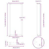 Produktbild för Soffbordsben U-formade 2 st svart 40x(110-111) cm stål