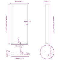 Produktbild för Soffbordsben U-formade 2 st svart 50x(110-111) cm stål