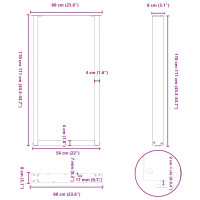 Produktbild för Soffbordsben U-formade 2 st svart 60x(110-111) cm stål