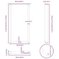 Produktbild för Soffbordsben U-formade 2 st antracit 60x(110-111) cm stål