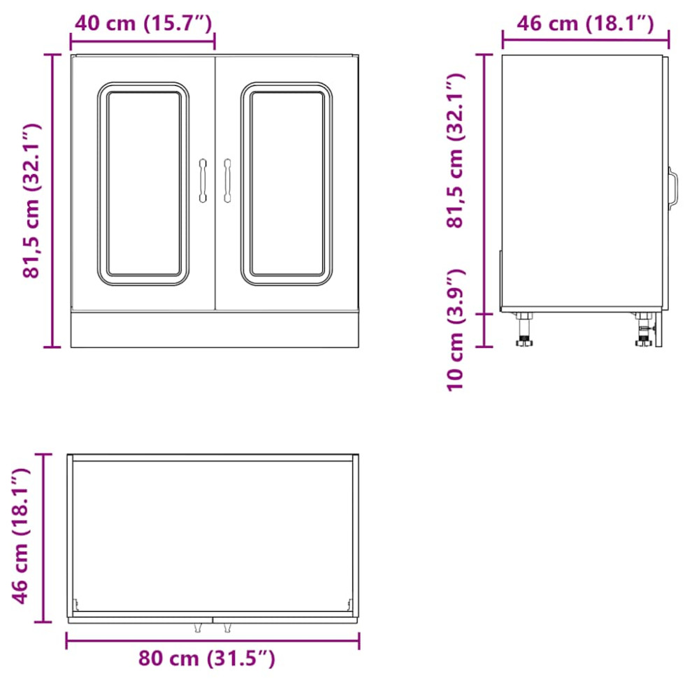 Produktbild för Diskbänk underskåp artisan ek 80x46x81,5 cm konstruerat trä