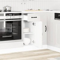 Produktbild för Basskåp för kök Kalmar högglans vit konstruerat trä