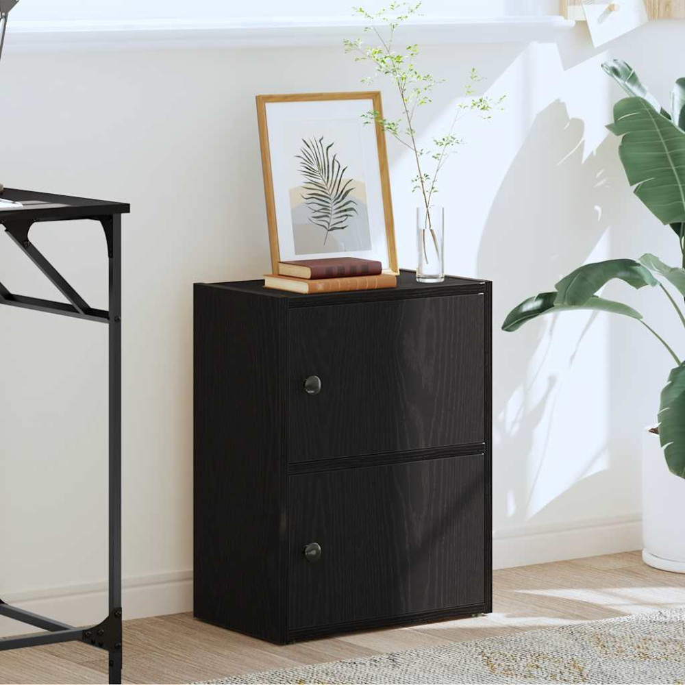 Produktbild för Bokhylla svart ek 40x24x52 cm konstruerat trä