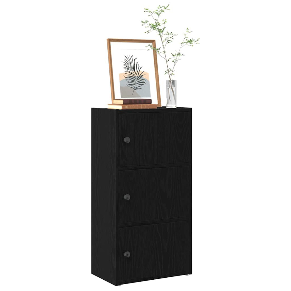 Produktbild för Bokhylla svart ek 40x24x77 cm konstruerat trä
