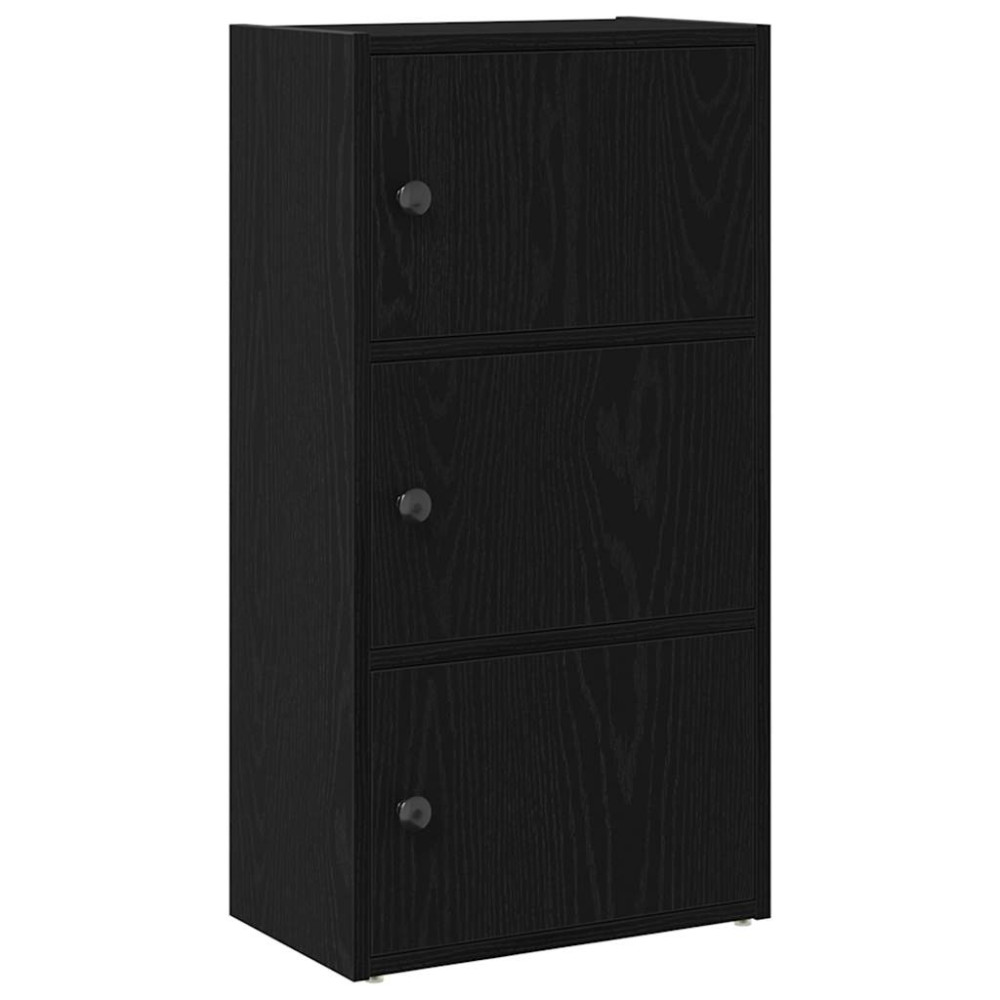 Produktbild för Bokhylla svart ek 40x24x77 cm konstruerat trä
