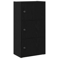 Produktbild för Bokhylla svart ek 40x24x77 cm konstruerat trä