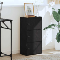 Produktbild för Bokhylla svart ek 40x24x77 cm konstruerat trä