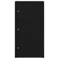Produktbild för Bokhylla svart ek 40x24x77 cm konstruerat trä