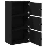 Produktbild för Bokhylla svart ek 40x24x77 cm konstruerat trä