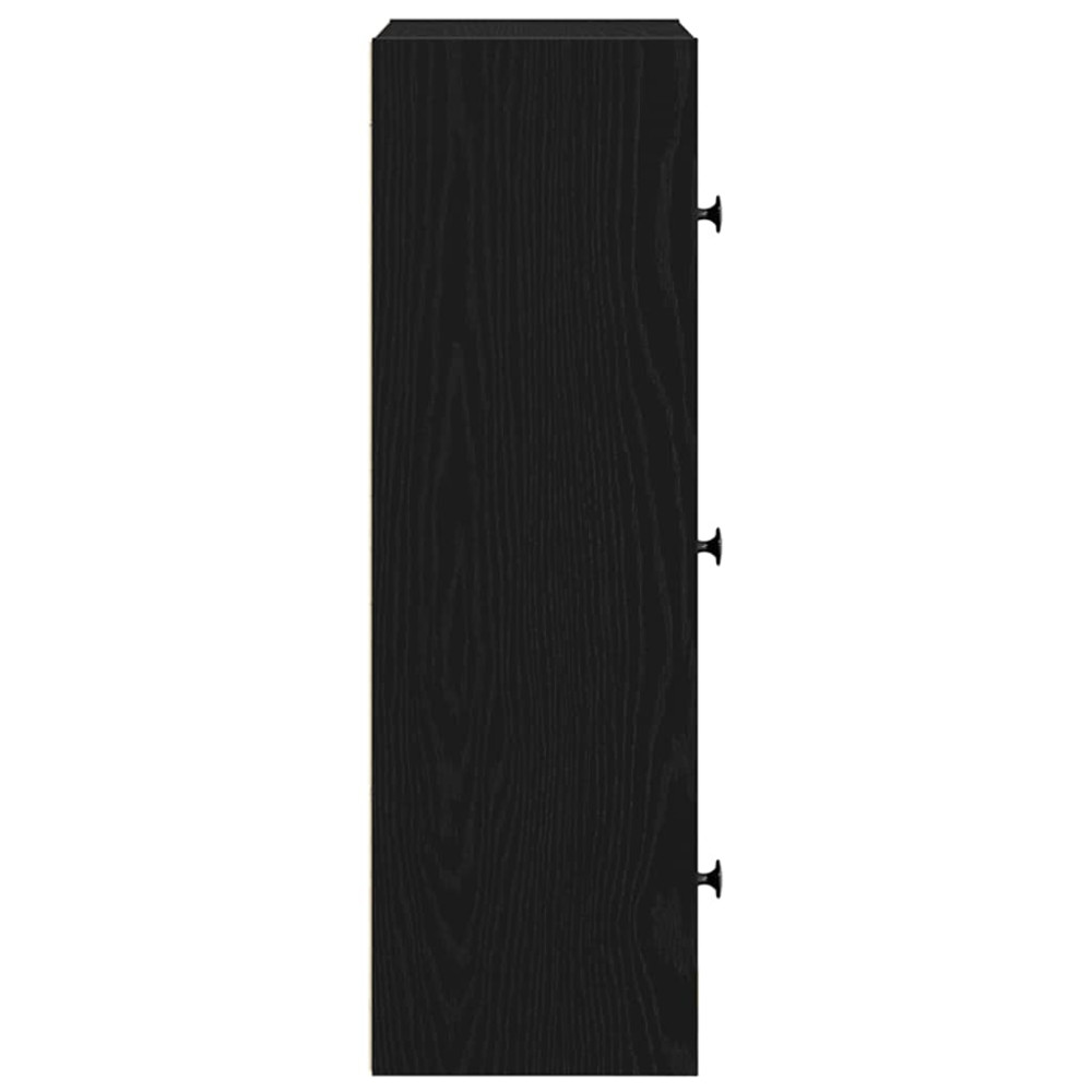 Produktbild för Bokhylla svart ek 40x24x77 cm konstruerat trä