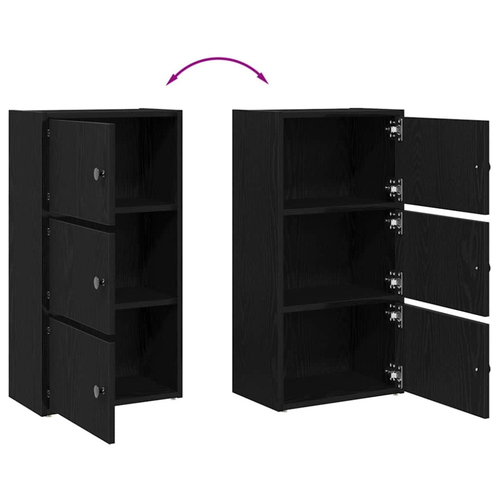 Produktbild för Bokhylla svart ek 40x24x77 cm konstruerat trä