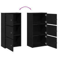 Produktbild för Bokhylla svart ek 40x24x77 cm konstruerat trä