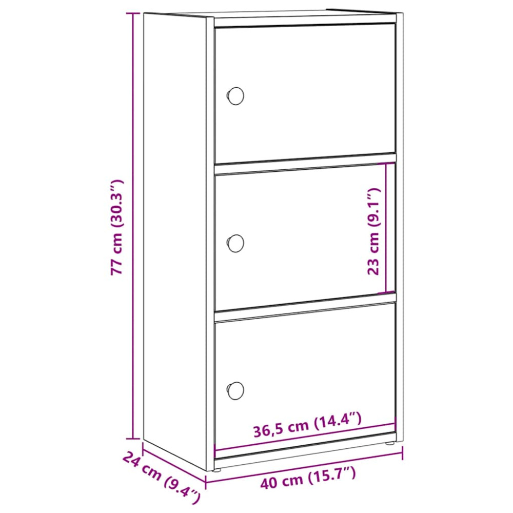 Produktbild för Bokhylla betonggrå 40x24x77 cm konstruerat trä
