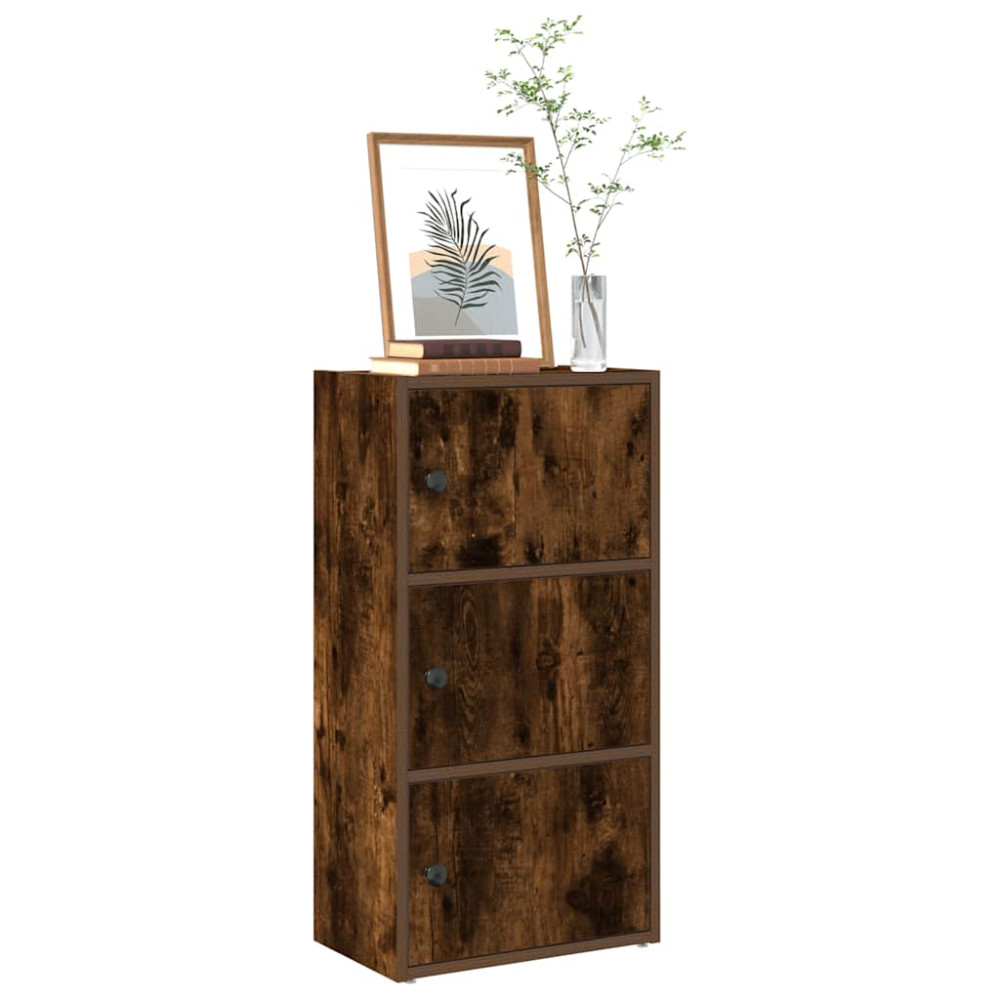 Produktbild för Bokhylla rökfärgad ek 40x24x77 cm konstruerat trä