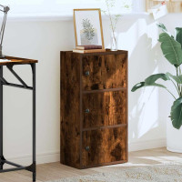 Produktbild för Bokhylla rökfärgad ek 40x24x77 cm konstruerat trä